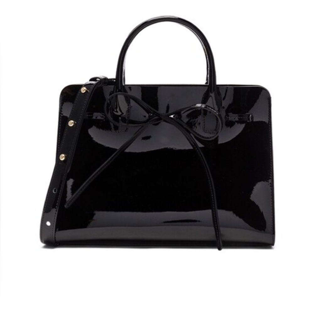 Mansur Gavriel Elegant Black Patent Sun Handbag